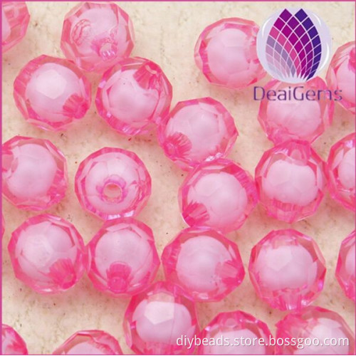wholesale pink 10mm Bulk chunky acrylic faceted round ball beads